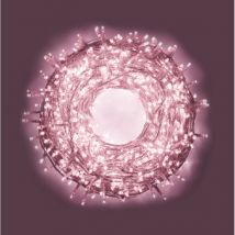 Luccika Home stringa catena 15 mt serie da 300 luci per albero di Natale a led rosa 31V cavo trasparente con 8 giochi di luce e memoria IP44 per uso