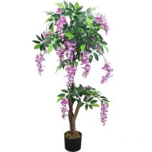 Wisteria Glycine Plante Arbre Artificielle Artificiel Plastique Avec Bois Véritable 120cm Domaine Interne Decovego