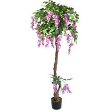 Wisteria Glycine Plante Arbre Artificielle Artificiel Plastique Avec Bois Véritable 160cm Domaine Interne Decovego