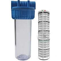 WK - Contenitore Filtro 10' 3/4' Tipo 3 Pezzi Staffabili con Cartuccia in Nylon lavabile e riutilizzabile 10' - Made in Italy - Struttura Robusta e