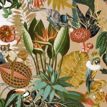 Wonderland Jungle Exotic Wallpaper YöL Gold Birds Animals