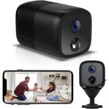 Qiedie - WLAN-Überwachungskamera für den Innenbereich, 1080P/2MP hd, kabellose Überwachungskamera, Akku, [2600-mAh-Update], WLAN-Babykamera, 2,4 GHz,