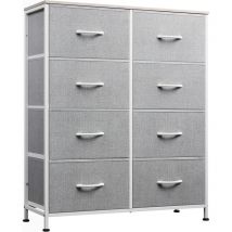 Wlive - Cómoda de 8 Cajones, Gabinete con Parte Superior de Madera y Estructura de Acero para Dormitorio, Sala de Estar, Pasillo, Gris Claro