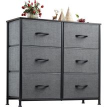 Wlive - Commode 6 Tiroirs en Tissu, Structure Acier, pour Chambre, Salon, Couloir, Chambre d'Enfants, Facile à Installer, Gris Noir.