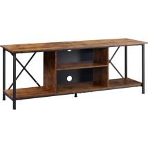 Mobile tv - Table de Télévision jusqu'à 55' avec 2 Étagères, Console en Acier pour Salon, Chambre, Style Industriel Vintage - Wlive