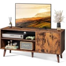 Wlive - Televisión Móvil, Tavolino Porta tv hasta 55' con Armario Portaobjetos, Consola tv con Estructura de Madera para Sala de Estar, Dormitorio,