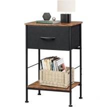 Table de Chevet avec Tiroir en Tissu, Table d'Appoint Bout de Canapé, pour Chambre et Salon, Rangement Pratique, Montage Facile, Marron Rustique