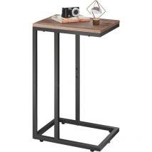Tavolino a Forma di c, Tavolino Laterale da Divano in Metallo, Comodino Rettangolare per Salotto e Camera, 39 x 29 x 63 cm, Marrone Rustico - Wlive