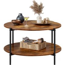 Wlive - Mesa de Centro con Tablero de Madera Vintage - Mesa de Salón con Gran Espacio de Almacenamiento, Montaje Fácil, Marrón y Negro