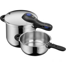 WMF - Perfect Plus One Pot - Set di 2 pentole a pressione a induzione, pentola a pressione da 6,5 l + segnale di cottura da 3 l, 2 livelli di