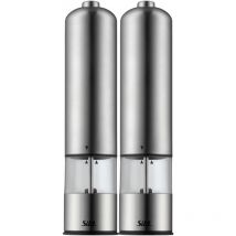 Wmf Silit Lot de 2 moulins à sel et à poivre électriques - Acier inoxydable - Broyeur en céramique - Épaisseur de mouture réglable en continu