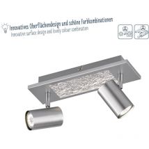 Deckenlampe schwenkbar Deckenleuchte Spots silber 2-flammig, Metall chrom, 1x led 4,5W 190Lm warmweiß 2x GU10, LxBxH 33,5x9x17 cm Wofi 11590