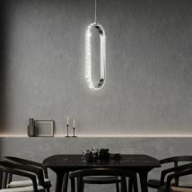 Kristall Pendelleuchte Pendelleuchte dimmbar led hängeleuchte Esstisch, Höhenverstellbar Kristalloptik, Metall Chrom, 1x led 12W 1100Lm 3000K, LxBxH