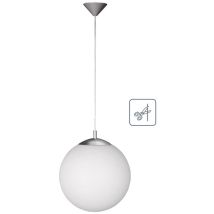 Lampada A Sospensione Lampada A Sospensione Lampada A Sospensione Luce Sala Da Pranzo Lampada Soggiorno, Vetro Metallo Nichel Opaco Opale, 1x Attacco 