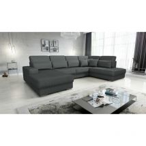 Wohnlandschaft Sofa U-Form nevio Stoff Scala Dunkelgrau Ottomane Links
