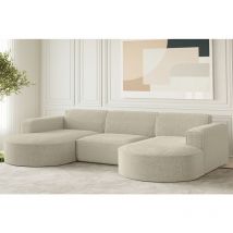 Wohnlandschaft U-Form Sofa palma in Stoff Ascot Champagne