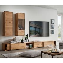Wohnwand braun WYNDHAM-69 Wildeiche massiv geölt 4-teilig