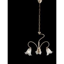 Bonetti Illumina - Wohnzimmer-kronleuchter Aus Eisen Elfenbein Gold Drei Lichter Lampenschirme 50x H46 Cm