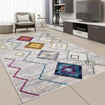 Vimoda - Wohnzimmer Kurzflor Geometrisches Muster Skandi Boho Modern Style,120x170 cm