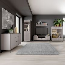Wohnzimmer Set Kaschmir beige LAURO-161 modern mit Rillenoptik 5-teilig