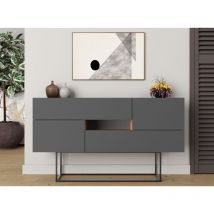Abitare - Sideboard 145x82 h cm Anthrazitgrau und helle Eiche mit zwei Türen und zwei Schubladen – Frosolone