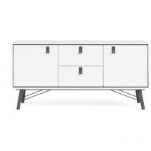Wohnzimmer-sideboard Mattweiß Mit Zwei Türen Und Zwei Schubladen 150 X 40 Cm - Longarone