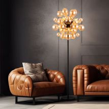 Wohnzimmerleuchte Stehleuchte Standlampe Glaskugeln Amber Gold 6-Flammig 155cm