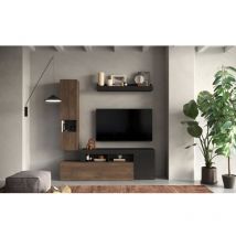 Meublorama - Wohnzimmermöbel-Set fredo – Modernes Design – Schwarz und Dunkleiche – 2 Türen und Schublade