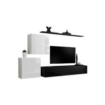 Wohnzimmermöbelset switch v Design, in glänzendem Schwarz und Weiß.