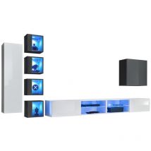 Wohnzimmermöbelset SWITCH XXVI Design, Farben Weiß und Grau.