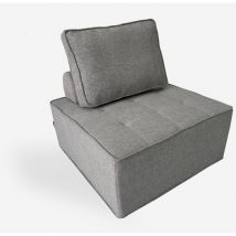 Modus Sofa – Modularer Sessel Raji – Grauer Stoff – 86 x 86 x 83 cm – Eukalyptus-Holzrahmen – Weiche Schaumstoffpolsterung