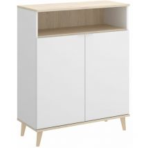 Wok Mueble Auxiliar bajo 2 puertas blanco natural
