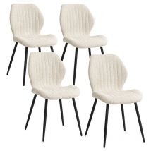 Wokaka - Lot de 4 chaises - chaise de salle à manger rétro -chaise en lin-pieds en métal(Kaki)