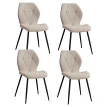 Lot de 4 chaises - chaise de salle à manger vintage en forme de diamant - chaise en lin - pieds en métal(beige) - Wokaka