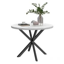 Wokaka - Table à manger – Motif marbre – Design table ronde – 100 x 77 cm (l x h) – Noir
