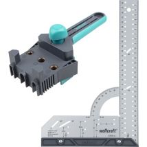 Wolfcraft - Kit Équerre de Menuisier Multifonction, Longueur 300 mm et Guide d'assemblage bois par tourillions, Gabarit de perçage - réf. 8655000