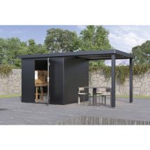 Finnhaus Wolff - Metall-Gerätehaus Thorin 4824 Anthrazit Gerätehaus aus Metall in Anthrazitgrau, Geräteschrank mit 0,55 mm Wandstärke inklusive