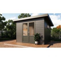 Finnhaus Wolff - wpc Gerätehaus Terra 3030 28 Anthrazit/Hellgrau Gerätehaus aus Holz/Kunststoff in Anthrazitgrau, Geräteschrank mit 28 mm Wandstärke