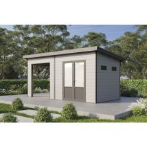 Finnhaus Wolff - wpc Gerätehaus Tona 5024 28 Hellgrau Gerätehaus aus Holz/Kunststoff in Hellgrau, Geräteschrank mit 28 mm Wandstärke inklusive