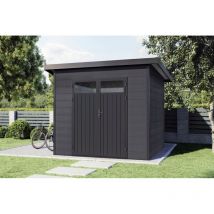 Finnhaus Wolff - wpc Gerätehaus Vitale 2420 19 Anthrazit/Hellgrau Gerätehaus aus Holz/Kunststoff in Anthrazitgrau, Geräteschrank mit 19 mm Wandstärke