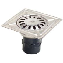 Vidange Inox 100x100 mm. douille de 38 mm.