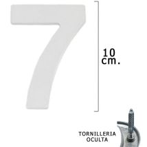 Métal Chiffre '7' Argent Mat 10 cm. avec vis cachées (Blister 1 pièce)