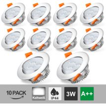 Swanew 10X led Einbaustrahler Spot Set Kaltweiß 3W Einbauleuchte Deckenleuchte Strahler IP44 3W