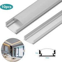 SWANEW 10x1m LED Aluminium Profil LED Aluprofil Alu Schiene Leiste Inner Modelle für LED Streifen Eloxiert Leuchte U-form