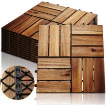 Wolketon Akazienholz Holzfliesen. 30x30cm Balkonfliesen Gartenfliesen Terrassenfliesen. 4m². 12 Latten. Fliese Leicht Verlegbar(44 Stück)