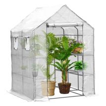 Wolketon - swanew Foliengewächshaus Tomatengewächshaus Gewächshaus Treibhaus Frühbeet Folienzelt Mehrweg weiß 143x143x195cm