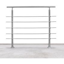 Vingo Geländer Treppengeländer ø 42mm Edelstahl Handlauf für Innen und Außen geeignet 160cm mit 5 Querstreben