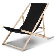 Vingo Liegestuhl Schwingliege Klappbar Strandliege Balkonsonnenliege Liege Stuhl Holz schwarz