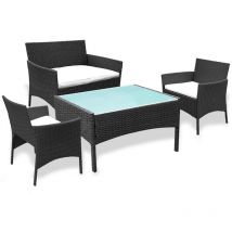 Wolketon - Sitzgruppe Gartenmöbel Gartengruppe Lounge Sessel Sitzgruppe Tisch Garten Couch Gartenbank Bank Couch Handgeflochten Komplett Sessel