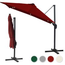 Wolketon Sonnenschirm Rot Mit Led-beleuchtung – Gartenschirm Ø300 Cm, Uv-schutz, Mit Kurbel & Stabilem Mast